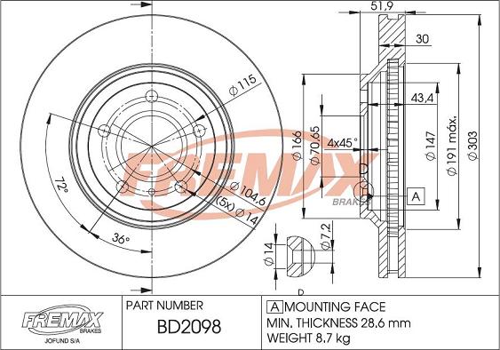 FREMAX BD-2098 - Discofreno autozon.pro