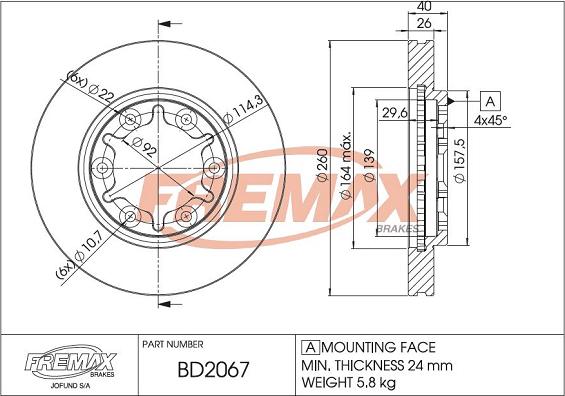 FREMAX BD-2067 - Discofreno autozon.pro