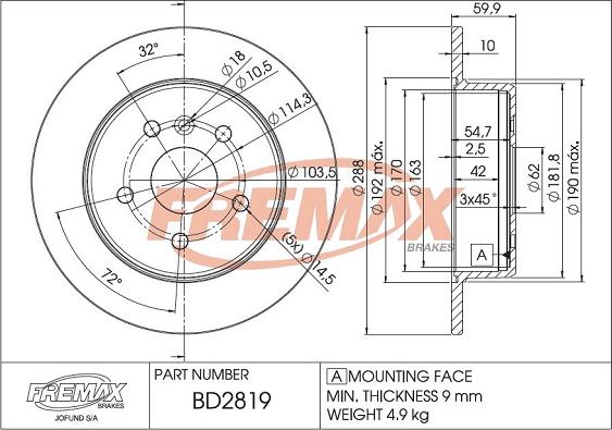 FREMAX BD-2819 - Discofreno autozon.pro