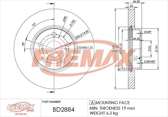 FREMAX BD-2884 - Discofreno autozon.pro