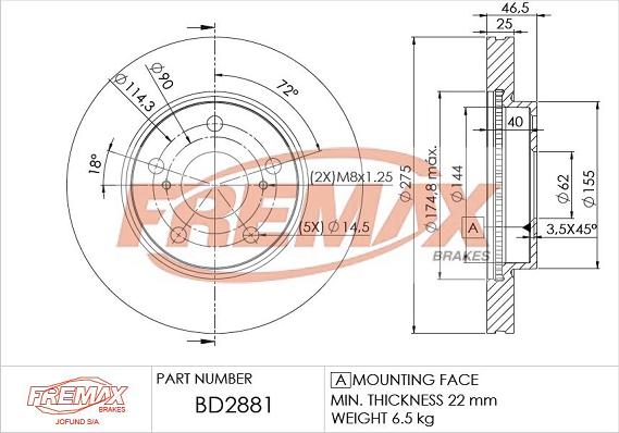 FREMAX BD-2881 - Discofreno autozon.pro