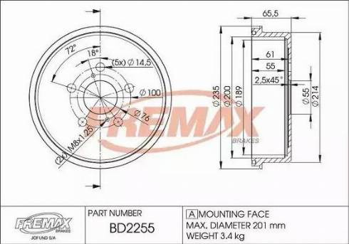 FREMAX BD-2255 - Tamburo freno autozon.pro