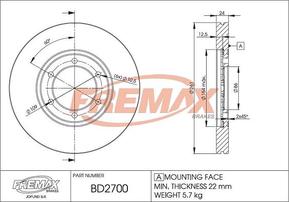 FREMAX BD-2700 - Discofreno autozon.pro