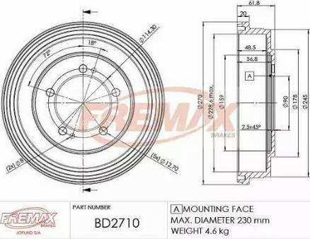 FREMAX BD-2710 - Tamburo freno autozon.pro