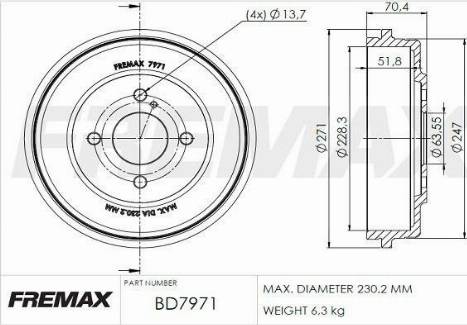 FREMAX BD-7971 - Tamburo freno autozon.pro