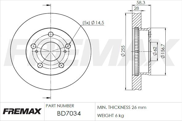 FREMAX BD-7034 - Discofreno autozon.pro