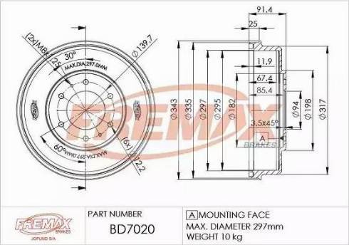 FREMAX BD-7020 - Tamburo freno autozon.pro