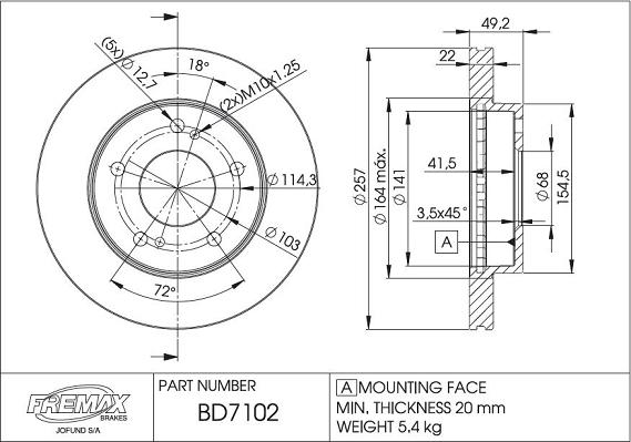 FREMAX BD-7102 - Discofreno autozon.pro