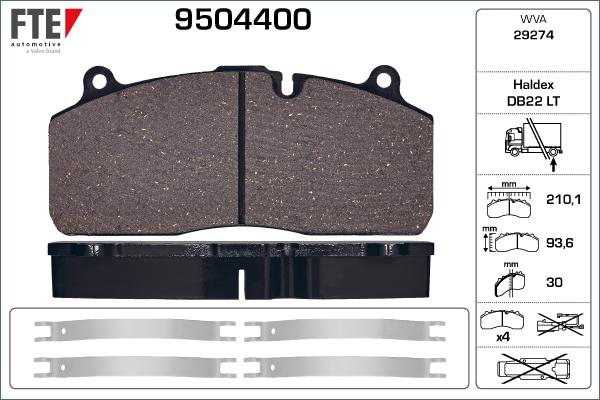 FTE 9504400 - Kit pastiglie freno, Freno a disco autozon.pro