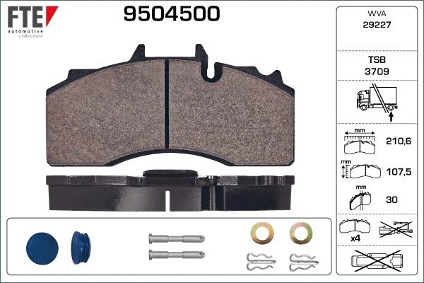 FTE 9504500 - Kit pastiglie freno, Freno a disco autozon.pro