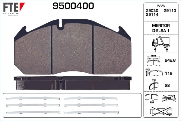 FTE 9500400 - Kit pastiglie freno, Freno a disco autozon.pro