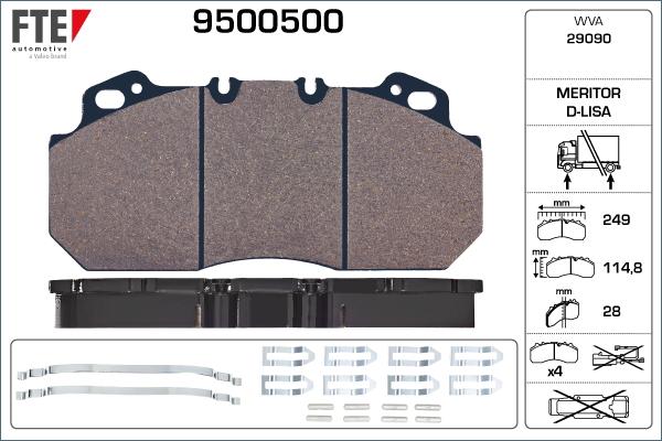 FTE 9500500 - Kit pastiglie freno, Freno a disco autozon.pro