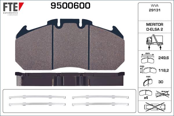 FTE 9500600 - Kit pastiglie freno, Freno a disco autozon.pro