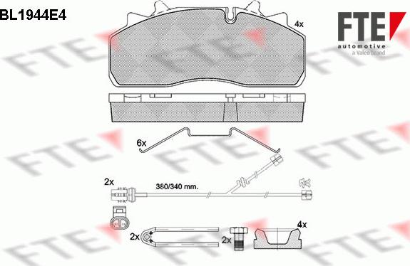 FTE 9500061 - Kit pastiglie freno, Freno a disco autozon.pro