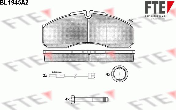 FTE 9500012 - Kit pastiglie freno, Freno a disco autozon.pro