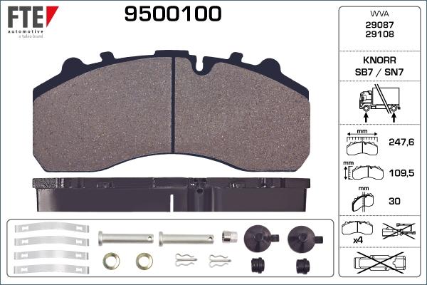 FTE 9500100 - Kit pastiglie freno, Freno a disco autozon.pro