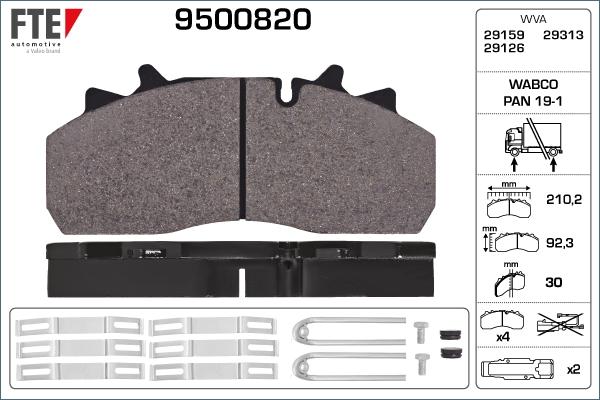 FTE 9500820 - Kit pastiglie freno, Freno a disco autozon.pro