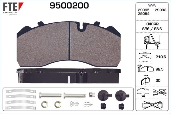 FTE 9500200 - Kit pastiglie freno, Freno a disco autozon.pro