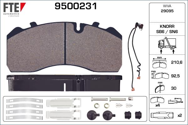 FTE 9500231 - Kit pastiglie freno, Freno a disco autozon.pro