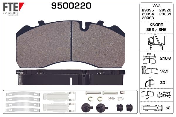 FTE 9500220 - Kit pastiglie freno, Freno a disco autozon.pro