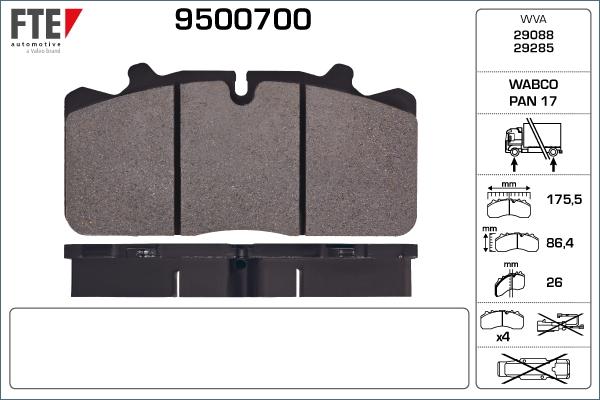 FTE 9500700 - Kit pastiglie freno, Freno a disco autozon.pro