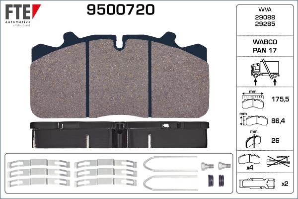 FTE 9500720 - Kit pastiglie freno, Freno a disco autozon.pro