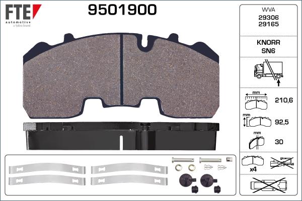 FTE 9501900 - Kit pastiglie freno, Freno a disco autozon.pro