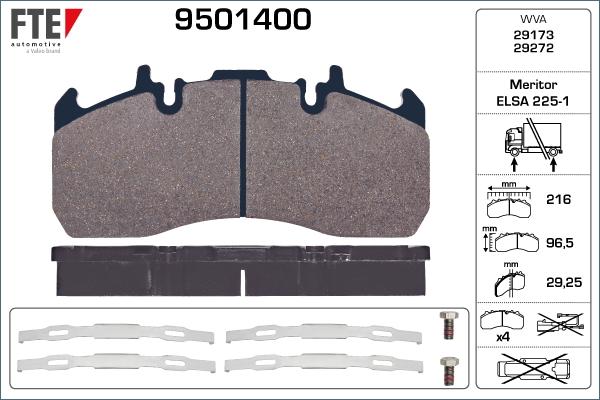 FTE 9501400 - Kit pastiglie freno, Freno a disco autozon.pro