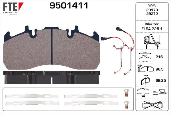 FTE 9501411 - Kit pastiglie freno, Freno a disco autozon.pro