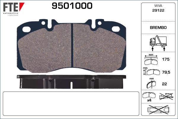 FTE 9501000 - Kit pastiglie freno, Freno a disco autozon.pro