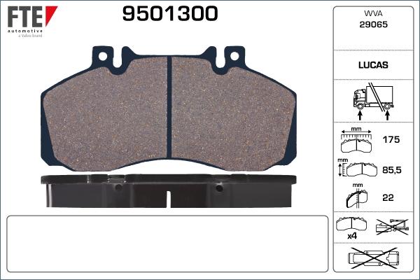 FTE 9501300 - Kit pastiglie freno, Freno a disco autozon.pro