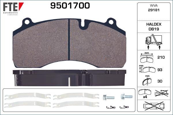 FTE 9501700 - Kit pastiglie freno, Freno a disco autozon.pro