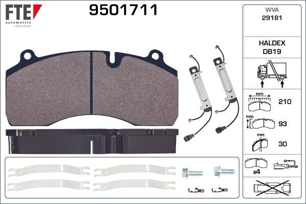 FTE 9501711 - Kit pastiglie freno, Freno a disco autozon.pro