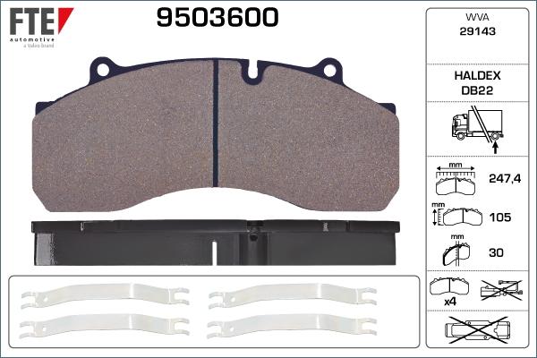 FTE 9503600 - Kit pastiglie freno, Freno a disco autozon.pro