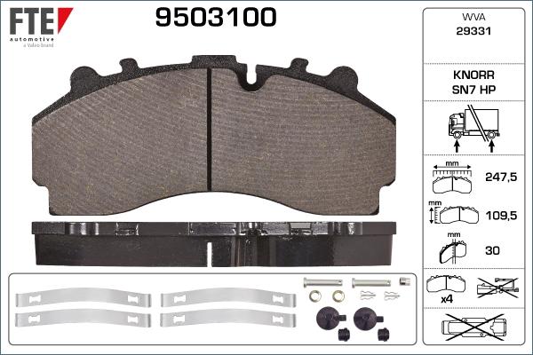 FTE 9503100 - Kit pastiglie freno, Freno a disco autozon.pro