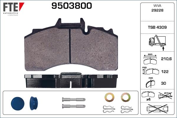 FTE 9503800 - Kit pastiglie freno, Freno a disco autozon.pro