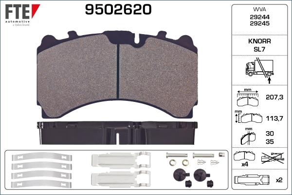 FTE 9502620 - Kit pastiglie freno, Freno a disco autozon.pro