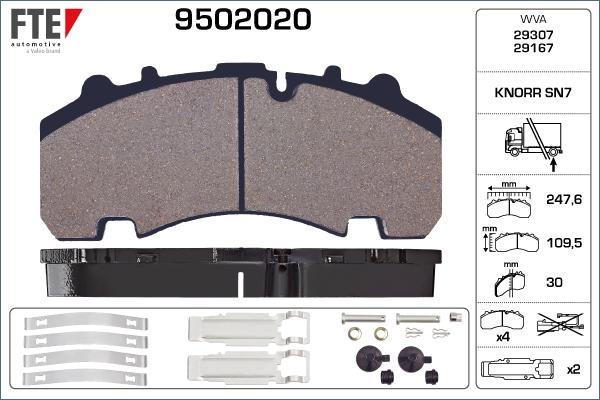 FTE 9502020 - Kit pastiglie freno, Freno a disco autozon.pro