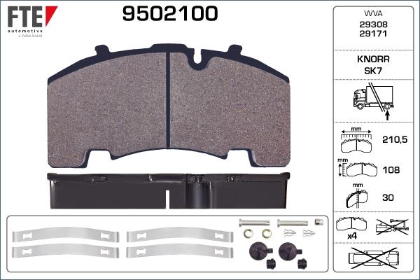 FTE 9502100 - Kit pastiglie freno, Freno a disco autozon.pro