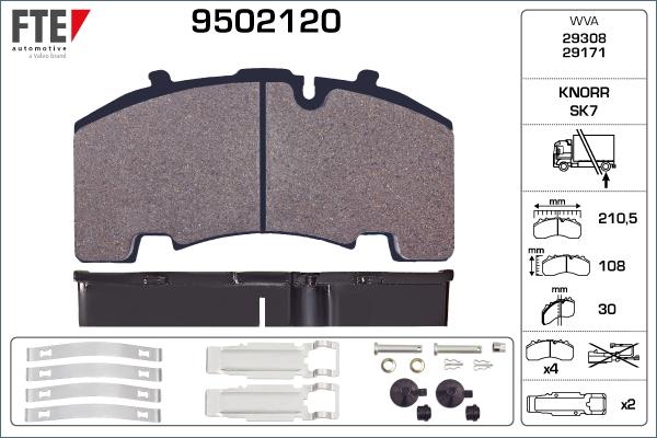 FTE 9502120 - Kit pastiglie freno, Freno a disco autozon.pro