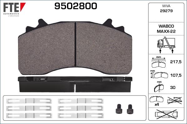 FTE 9502800 - Kit pastiglie freno, Freno a disco autozon.pro