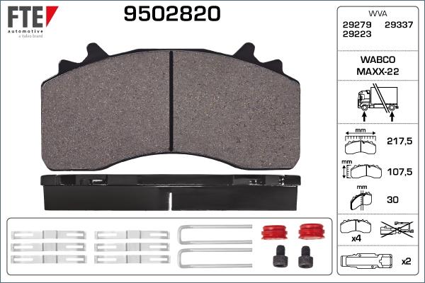 FTE 9502820 - Kit pastiglie freno, Freno a disco autozon.pro