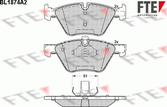 FTE BL1874A2 - Kit pastiglie freno, Freno a disco autozon.pro