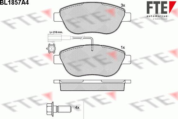 FTE BL1857A4 - Kit pastiglie freno, Freno a disco autozon.pro