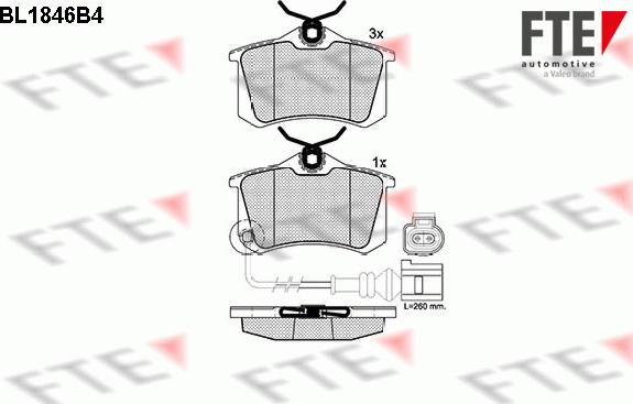 FTE BL1846B4 - Kit pastiglie freno, Freno a disco autozon.pro