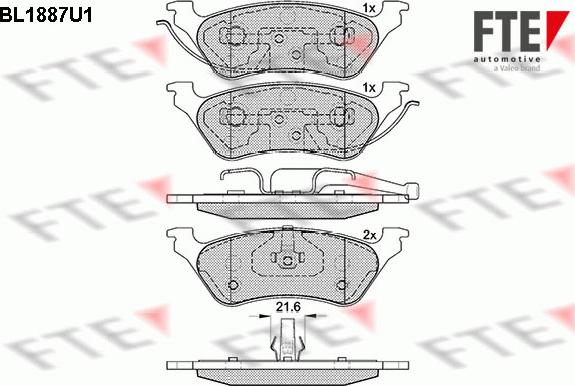 FTE BL1887U1 - Kit pastiglie freno, Freno a disco autozon.pro