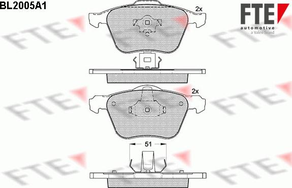 FTE BL2005A1 - Kit pastiglie freno, Freno a disco autozon.pro