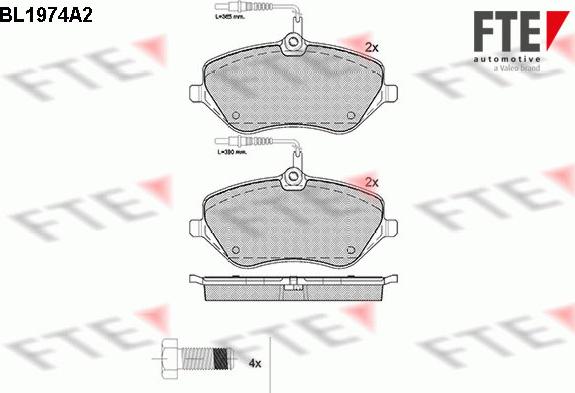 FTE BL1974A2 - Kit pastiglie freno, Freno a disco autozon.pro