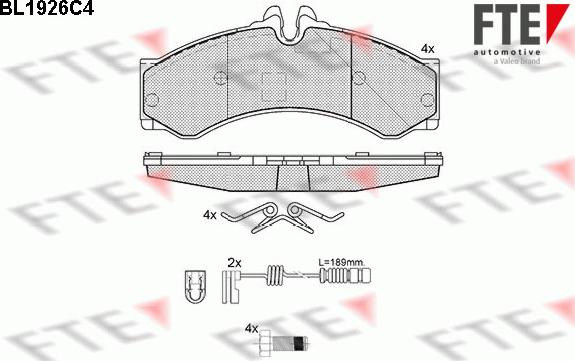 FTE BL1926C4 - Kit pastiglie freno, Freno a disco autozon.pro