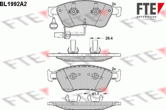 FTE BL1992A2 - Kit pastiglie freno, Freno a disco autozon.pro